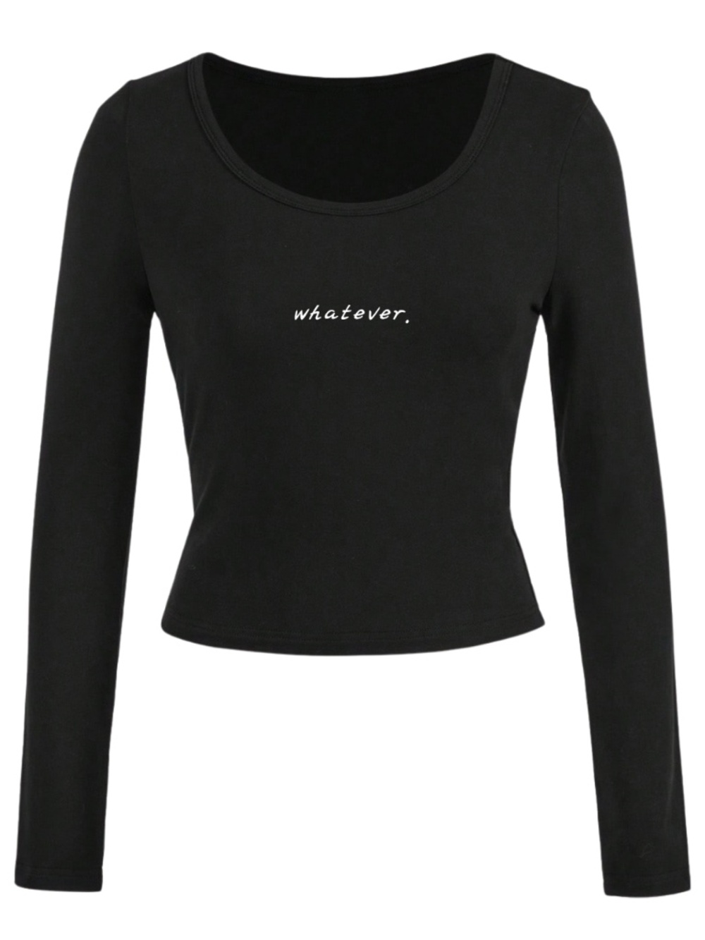 "whatever" black long sleeve fitted breathable tee shirt